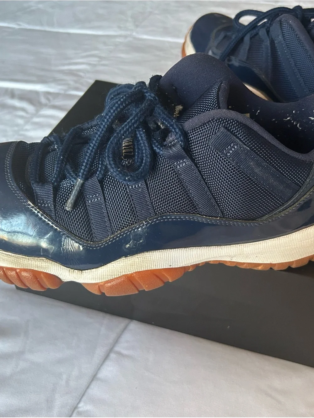 Jordan Navy Blue and Gum-Soled Low-Top Sneakers